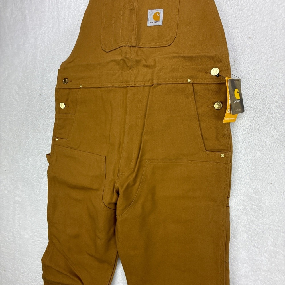 Carhartt R01 Duck Bib Overalls Double Front Chap Knee Pads Mens 38x28 NWT NOS - Picture 9 of 16